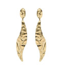 Pendientes largos textura hoja Alpina en Plata - A5459-DT