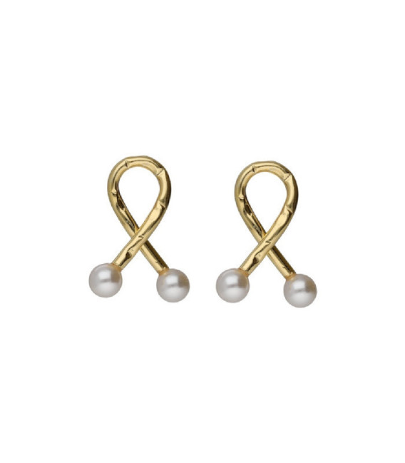 Pendientes cortos lazo Sera con perla en Plata - A5546-00DT