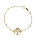 Pulsera árbol de la vida Sera con perla en Plata baño Oro - A5573-00DP