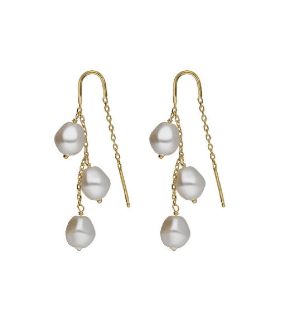 Pendientes largos gancho Sera con perla barroca en Plata - A5561-00DT
