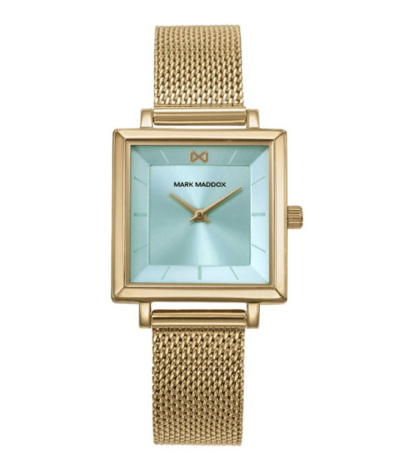 Reloj Mujer Dorado Cuadrado Esfera Verde Claro Milanesa Dorada MARK MADDOX - MM1027-67