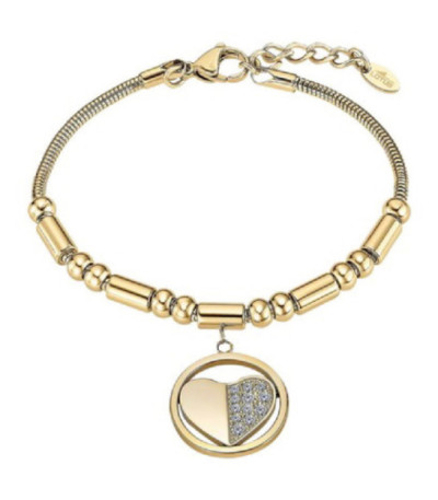 Pulsera Cola de Topo Acero Chapado en Oro Corazón LOTUS STYLE - LS2466-2/2