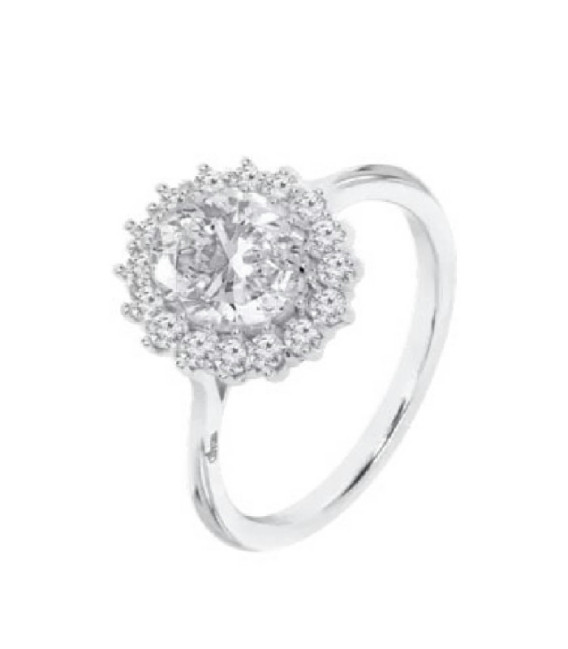 Sortija Oval Piedra Blanca n12 LOTUS SILVER - LP3459-3/212