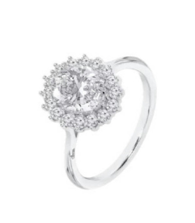 Sortija Oval Piedra Blanca n12 LOTUS SILVER - LP3459-3/212