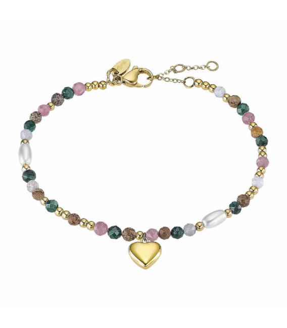 Pulsera Acero Chapado Corazón Perlas y Piedras Multicolor LOTUS STYLE - LS2553-2/2