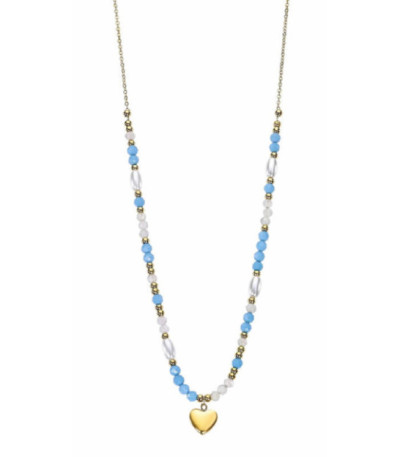 Collar Acero Chapado Corazón Perlas y Azul Turquesa LOTUS STYLE - LS2553-1/3