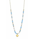 Collar Acero Chapado Corazón Perlas y Azul Turquesa LOTUS STYLE - LS2553-1/3