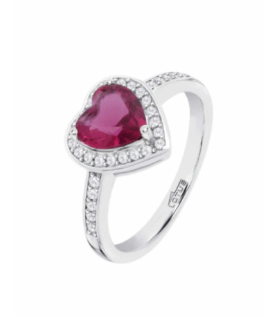 Sortija Plata Corazón Piedra Roja n14 LOTUS SILVER - LP3784-3/314