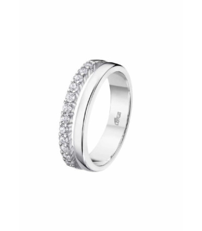 Anillo Pure Essential Doble Circonitas y liso al n14 LOTUS SILVER - LP3446-3/114