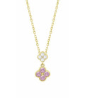Collar Plata Chapada Oro de Trébol 4 Hojas con Circonitas LOTUS SILVER - LP3932-1/2