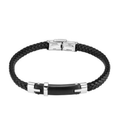 Pulsera Caballero Acero IP Negro y Cuero Negro Men Basic LOTUS STYLE - LS2546-2/1