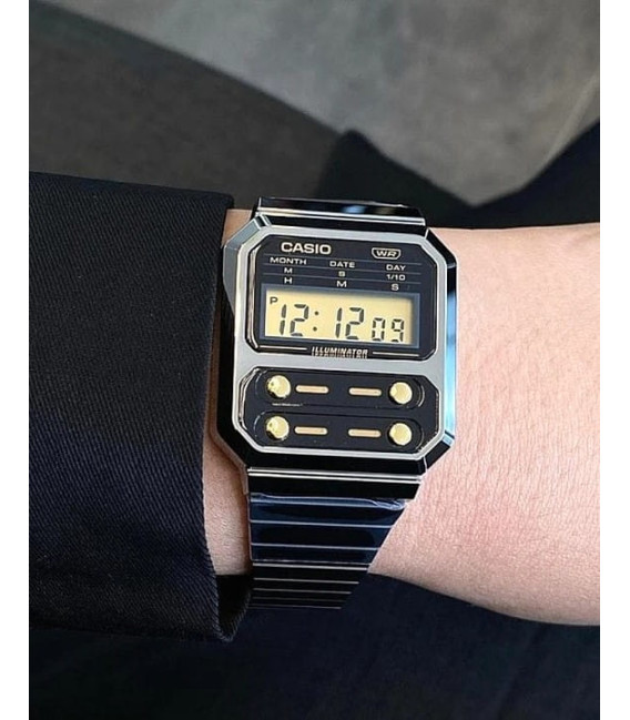 Reloj Unisex Black Botones Dorados Tribute Alien CASIO - A100WEGG-1A2EF