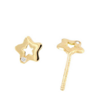 Pendientes Estrella Calada Oro 18K y Diamantes Bebé - 26-8729-P