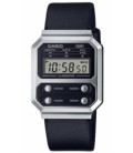 Reloj Unisex Plateado Correa Negra Cuero Tribute Alien CASIO - A100WEL-1AEF
