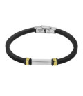 Pulsera Caballero Acero Bicolor y Cuero Negro LOTUS STYLE - LS2536-2/2