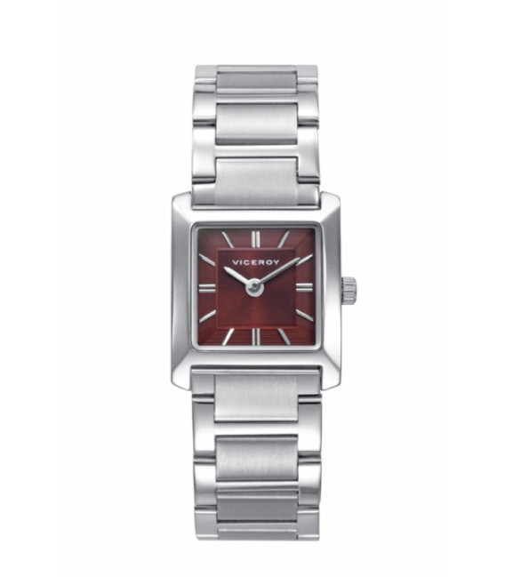 Reloj Mujer Brazalete Cuadrado Acero Esfera Roja Burdeos VICEROY - 41162-77