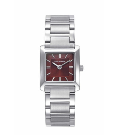 Reloj Mujer Brazalete Cuadrado Acero Esfera Roja Burdeos VICEROY - 41162-77