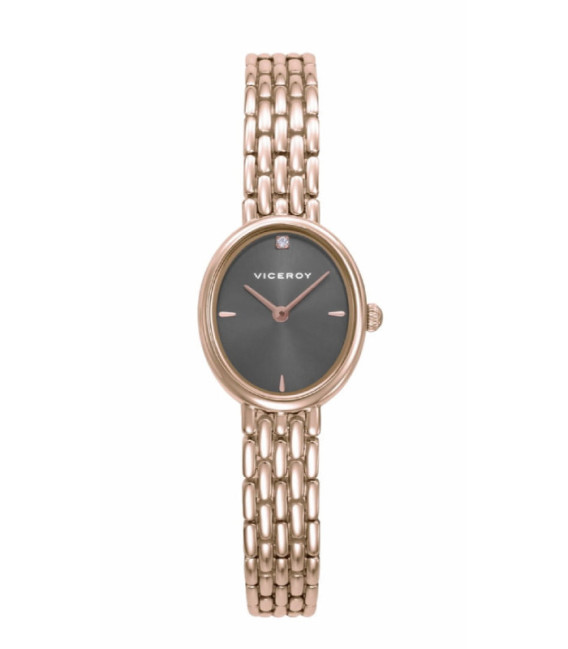 Reloj Mujer Oval Chapado Oro Rosa Esfera Gris VICEROY - 41166-17