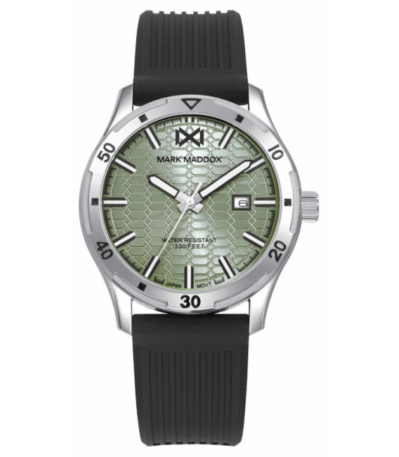 Reloj Hombre Acero Esfera Verde y Correa Negra Caucho Mission MARK MADDOX - HC0130-66