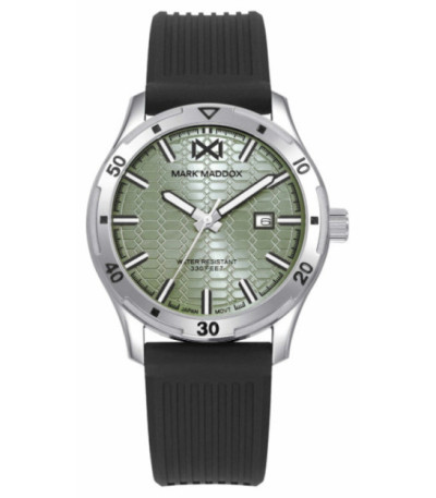 Reloj Hombre Acero Esfera Verde y Correa Negra Caucho Mission MARK MADDOX - HC0130-66