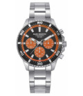 Reloj Hombre Crono Acero Esfera Negro y Naranja Mission MARK MADDOX - HM0157-56