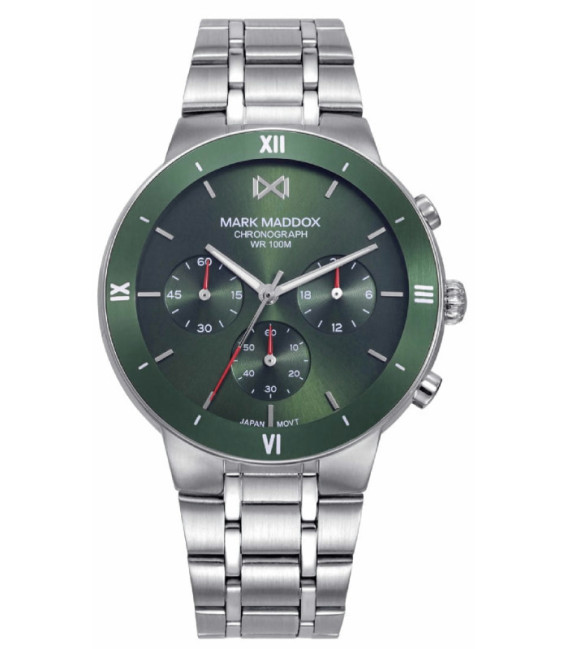 Reloj Hombre Crono Acero Esfera Verde Mission MARK MADDOX - HM1036-67