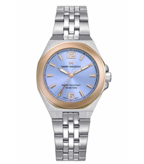 Reloj Mujer Acero Esfera Azul Claro Bisel Rosé Marais MARK MADDOX - MM1038-35