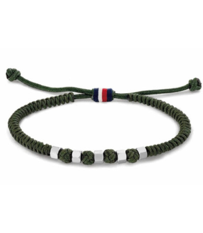Pulsera Nylon Verde Oliva Ajustable con Cuentas Beads TOMMY HILFIGER - 2790680