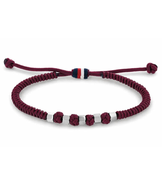 Pulsera Nylon Rojo Granate Ajustable con Cuentas Beads TOMMY HILFIGER - 2790678