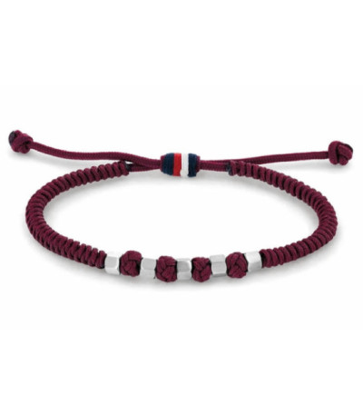 Pulsera Nylon Rojo Granate Ajustable con Cuentas Beads TOMMY HILFIGER - 2790678