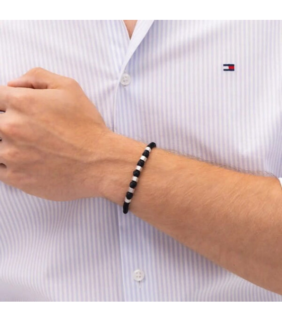 Pulsera Nylon Negro Ajustable con Cuentas Beads TOMMY HILFIGER - 2790681