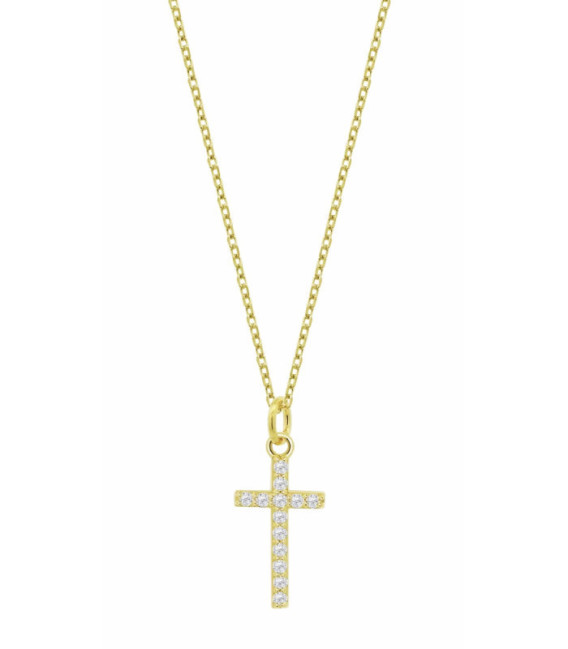 Collar Chapado Oro de Cruz con Circonitas LOTUS SILVER - LP3066-1/2