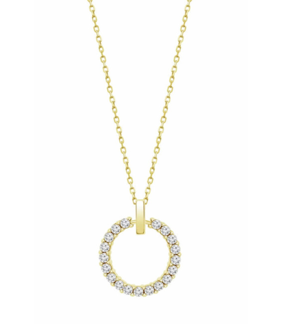 Collar Plata Chapada Oro con Aro de Piedas Blancas LOTUS SILVER - LP3100-1/3