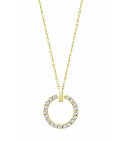 Collar Plata Chapada Oro con Aro de Piedas Blancas LOTUS SILVER - LP3100-1/3