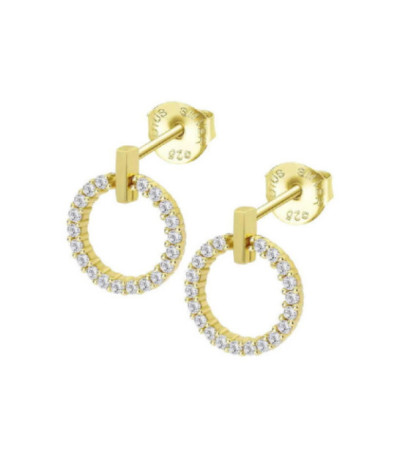 Pendientes Dorados Redondos Piedras Blancas LOTUS SILVER - LP3100-4/3