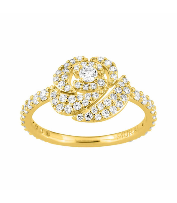 Anillo con pavé de circonitas en forma de rosa chapado en oro MURAT PARIS - Y07173.1