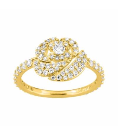 Anillo con pavé de circonitas en forma de rosa chapado en oro MURAT PARIS - Y07173.1
