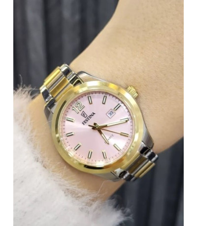 Reloj Mujer Bicolor Classics Esfera Rosa Claro FESTINA - F20739/2