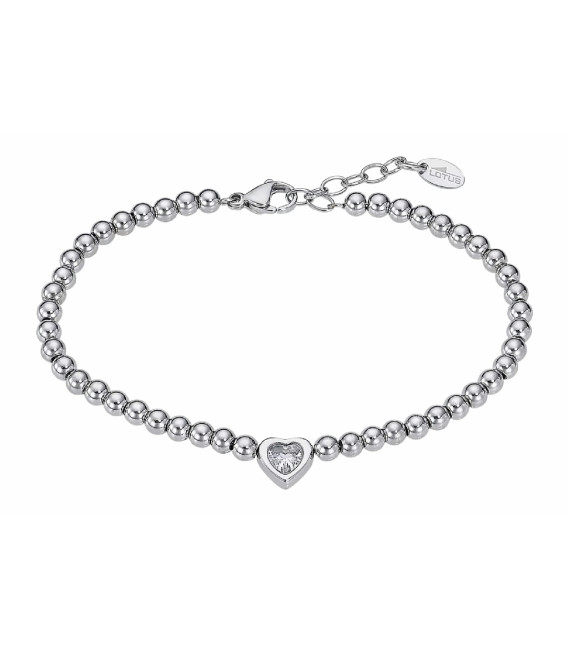 Pulsera Acero Bolas y Corazón de Piedra Blanca LOTUS STYLE - LS2559-2/1