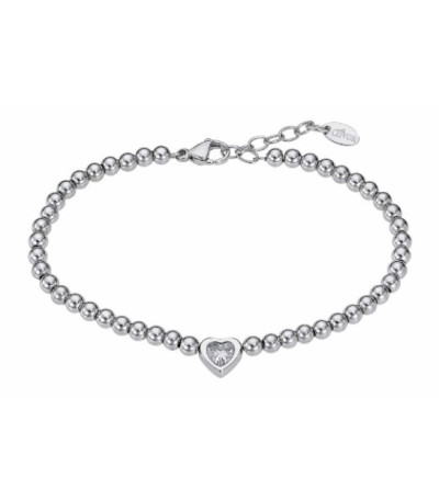 Pulsera Acero Bolas y Corazón de Piedra Blanca LOTUS STYLE - LS2559-2/1