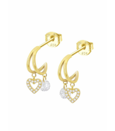 Pendientes Semiaro Dorados Corazón y Circonita LOTUS SILVER - LP3937-4/2