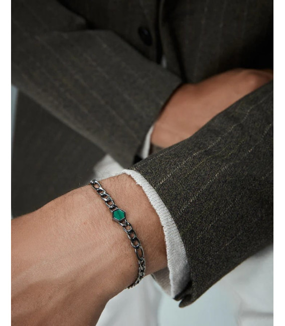 Pulsera Hombre Acero IP Gris con Malaquita VICEROY FASHION - 75427P01010