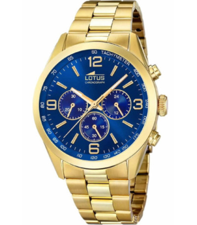 Reloj Hombre Minimalist Crono Dorado Esfera Azul LOTUS - 18153/A