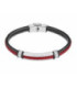 Pulsera Caballero Acero Cuero Negro y Rojo Silent Impact LOTUS STYLE - LS2638-2/2