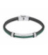 Pulsera Caballero Acero Cuero Negro y Verde Silent Impact LOTUS STYLE - LS2638-2/4