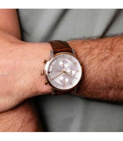 Reloj Cronómetro Hombre Elegante Correa Marrón Tommy Hilfiger Kane - 1710796