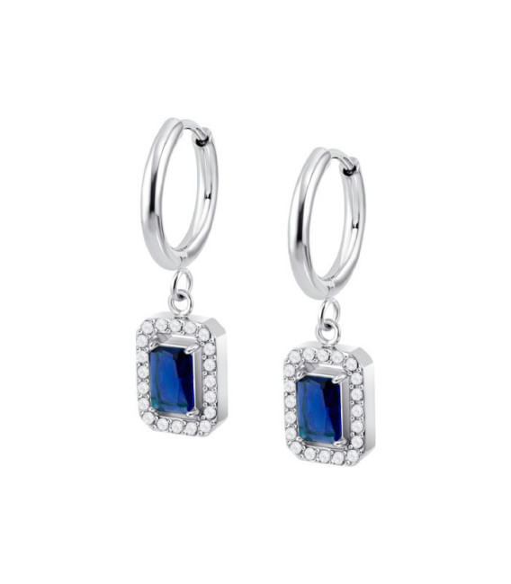 Pendientes Aros Acero con circonitas Blancas y Azules LOTUS STYLE - LS2739-4/2