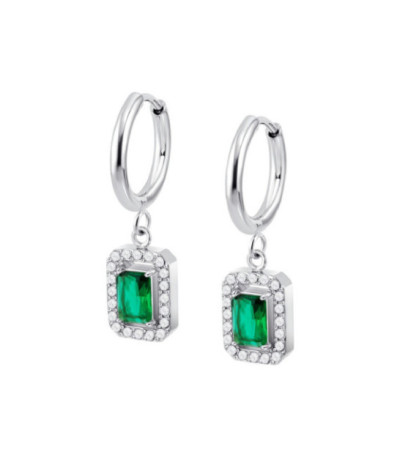 Pendientes Aros Acero con circonitas Blancas y Verdes LOTUS STYLE - LS2739-4/3