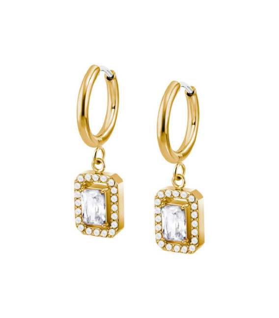 Pendientes Aros Acero Dorado con circonitas Blancas LOTUS STYLE - LS2740-4/1