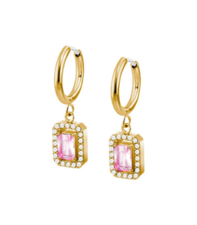 Pendientes Aros Acero Dorado con circonitas Blancas y Rosas LOTUS STYLE - LS2740-4/2